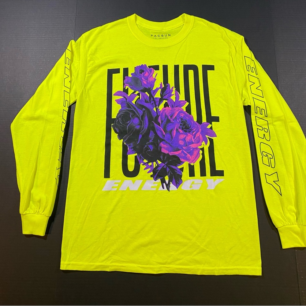 PacSun LA Bright Yellow Future Energy Long Sleeve Graphic T-shirt